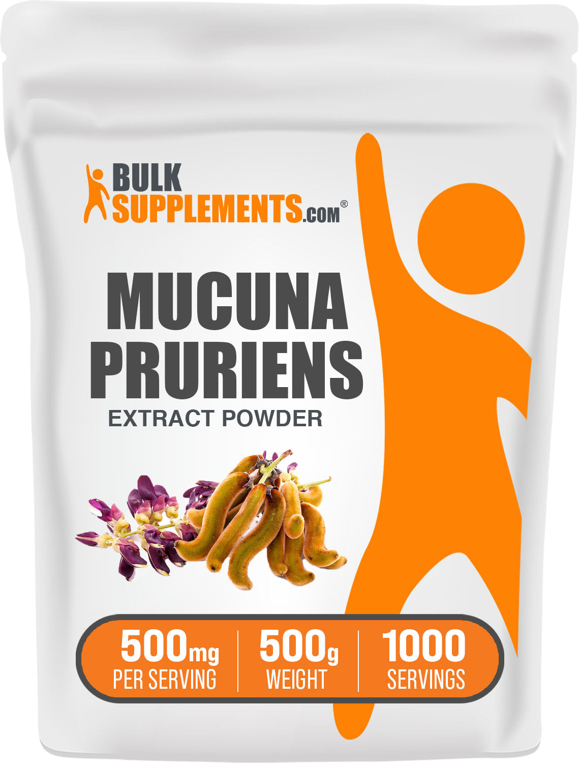 BulkSupplements.com Mucuna Pruriens Extract Powder 500g bag