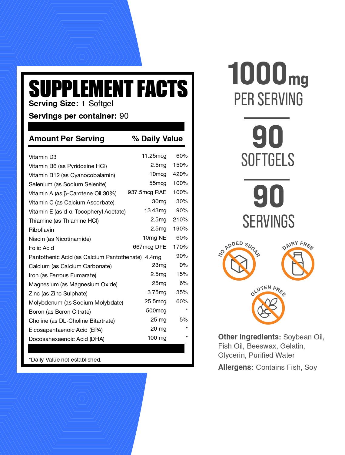 Multivitamins for women 90 softgels label