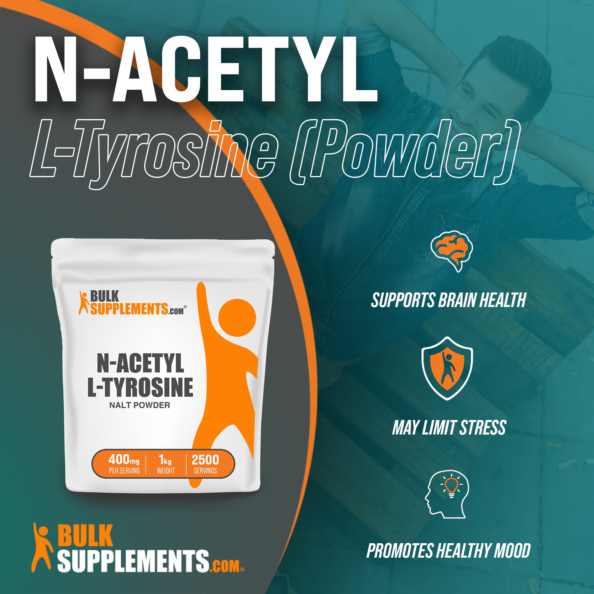 Benefits of N-Acetyl L-Tyrosine: supports brain health, may limit stress, promotes healthy mood