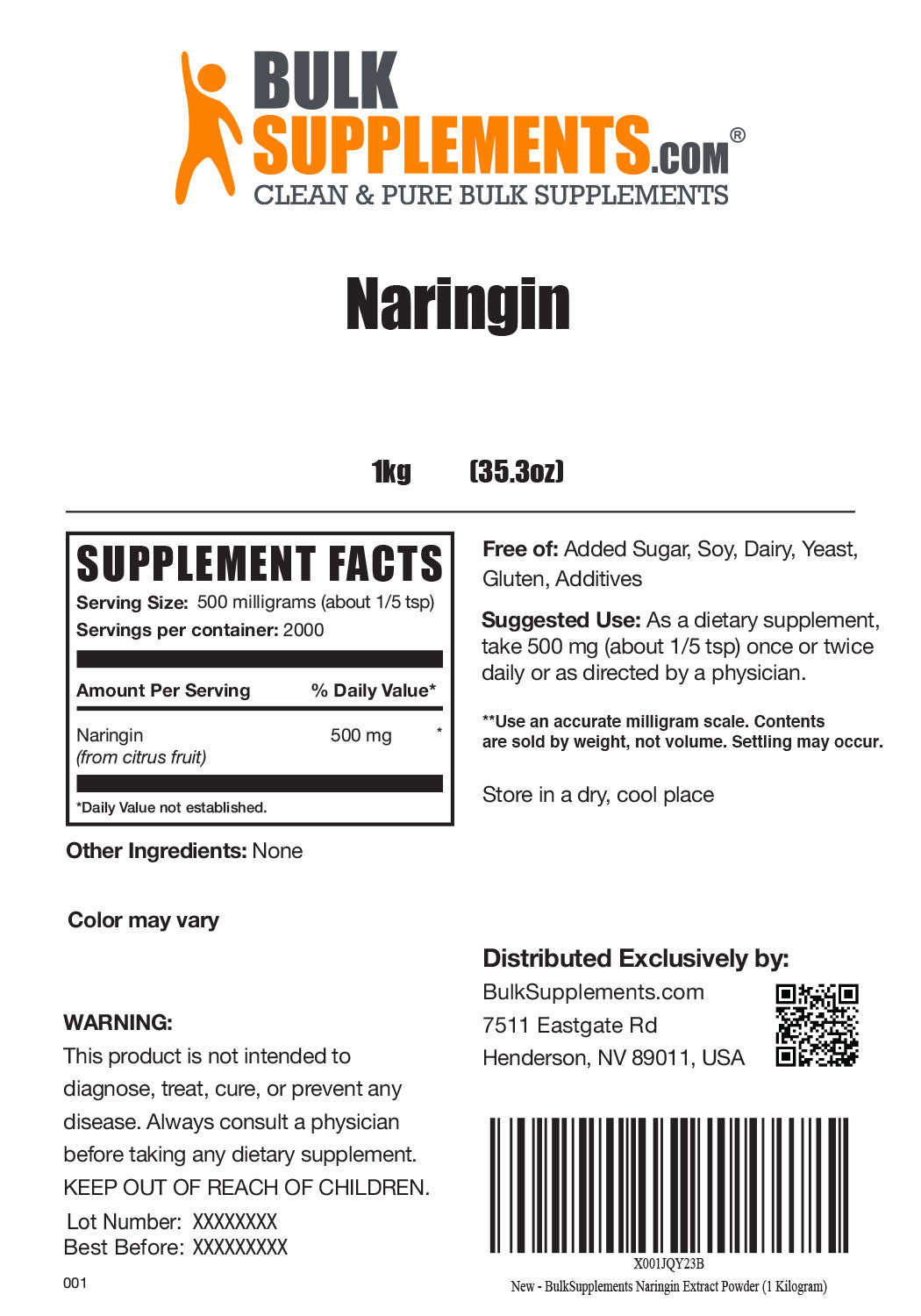 Supplement Facts Naringin