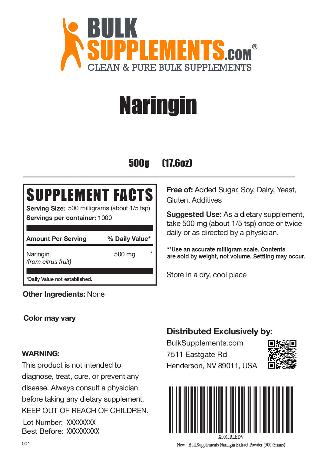 Supplement Facts Naringin
