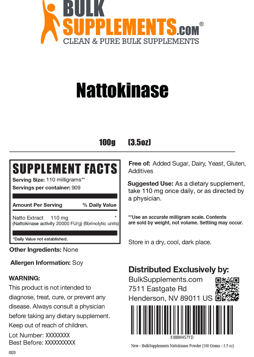 Supplement Facts Nattokinase