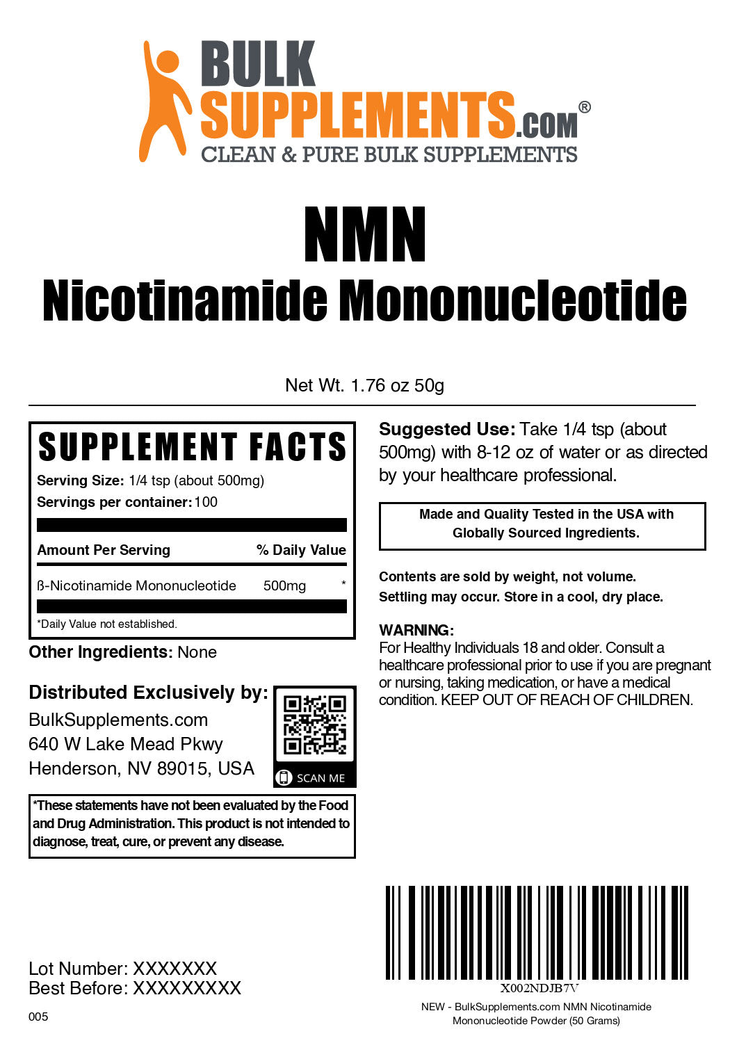 NMN powder label 50g