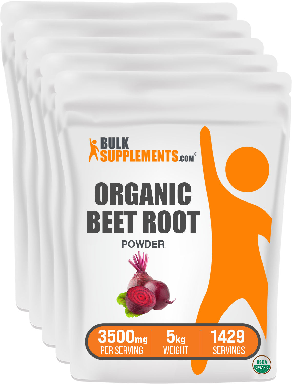 Bulk Organic Beet Root Powder in five 1kg bags