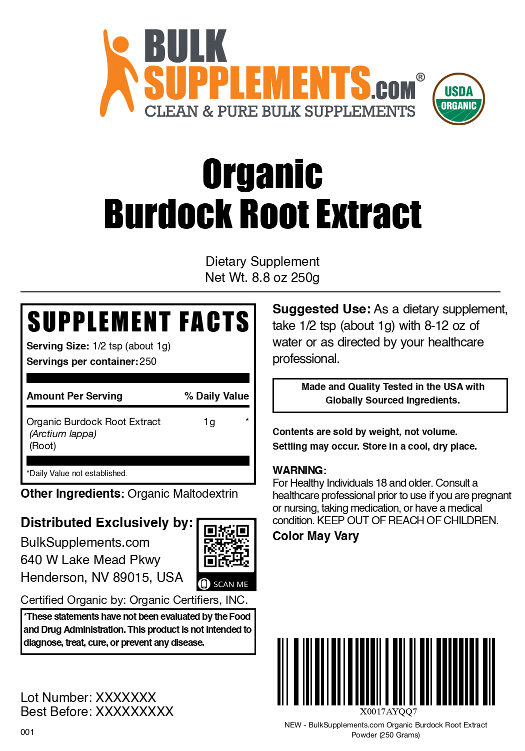 Organic Burdock Root Extract Powder