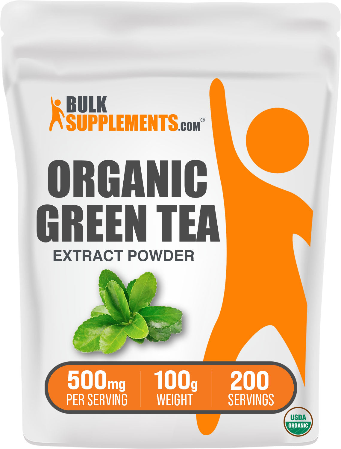 BulkSupplements.com Organic green tea extract powder 100g bag