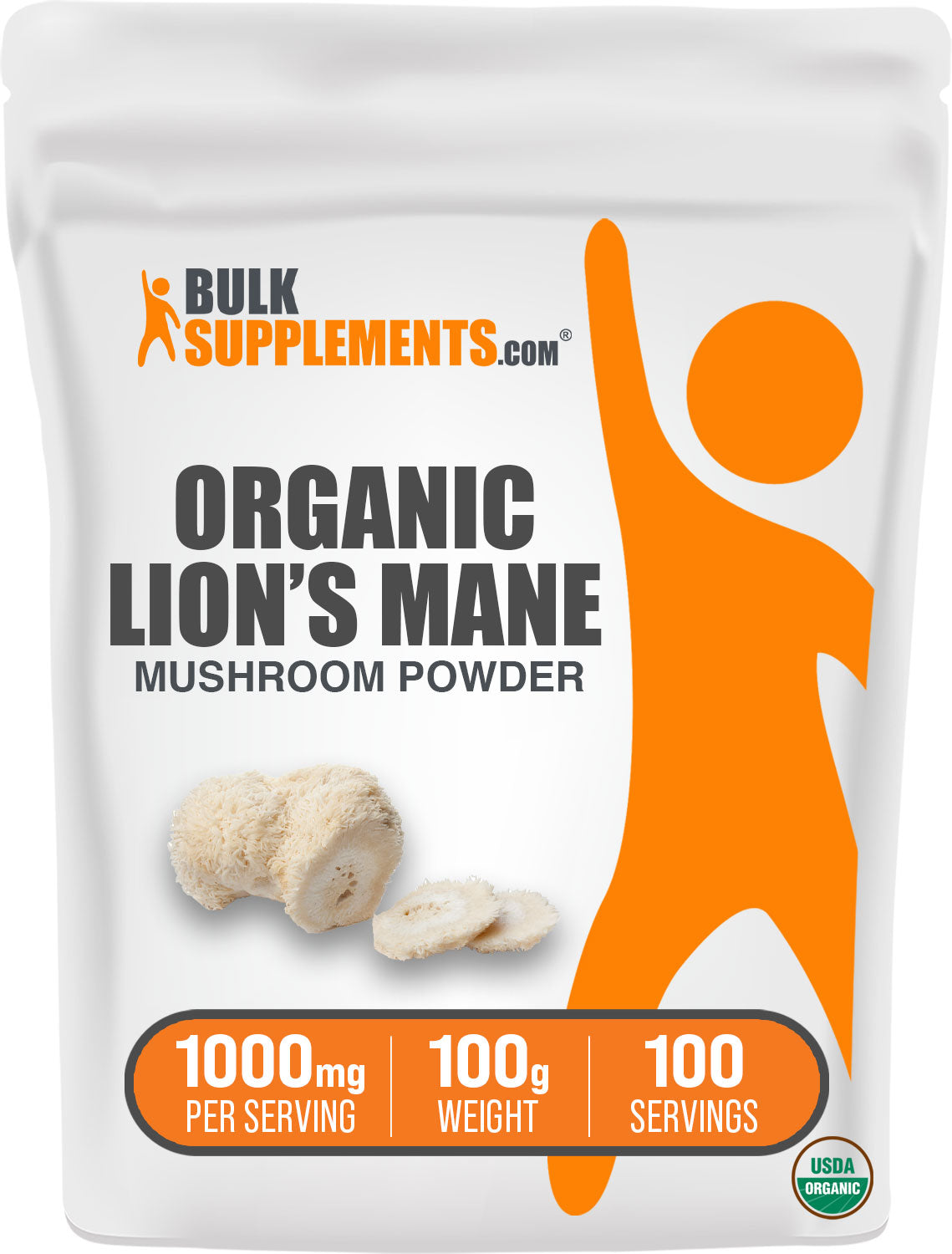 BulkSupplements Organic Lion's Mane Mushroom Powder 100g