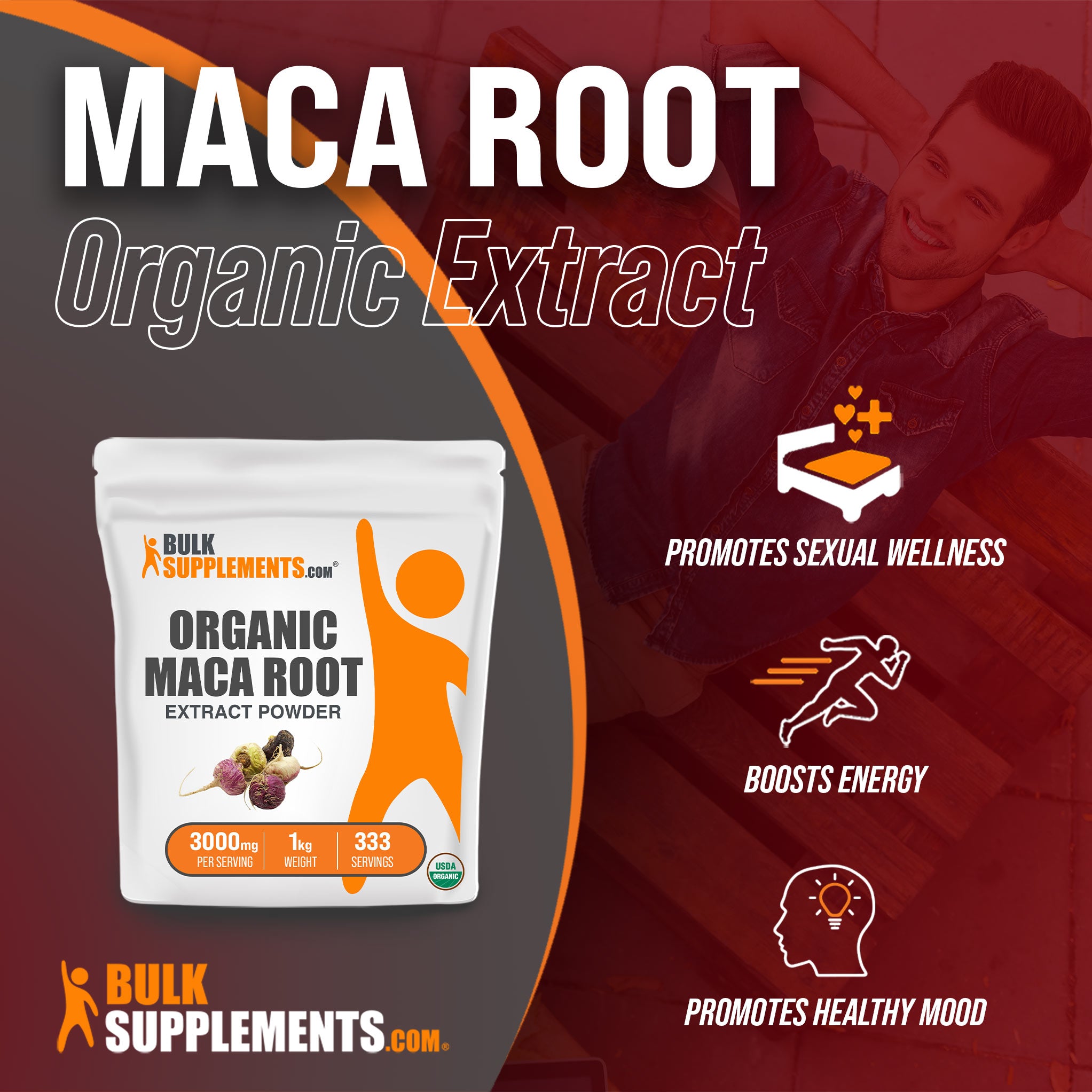 Benefits of Maca Root Extract: promotes sexual wellness, boosts energy, promotes healthy mood