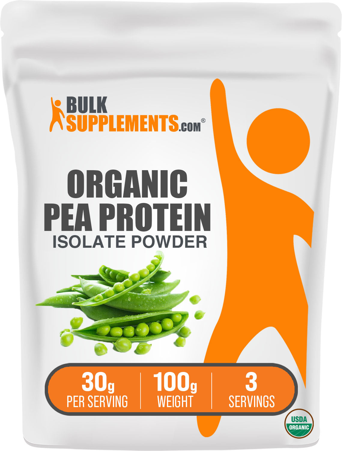 BulkSupplements Organic Pea Protein Isolate 100g Bag
