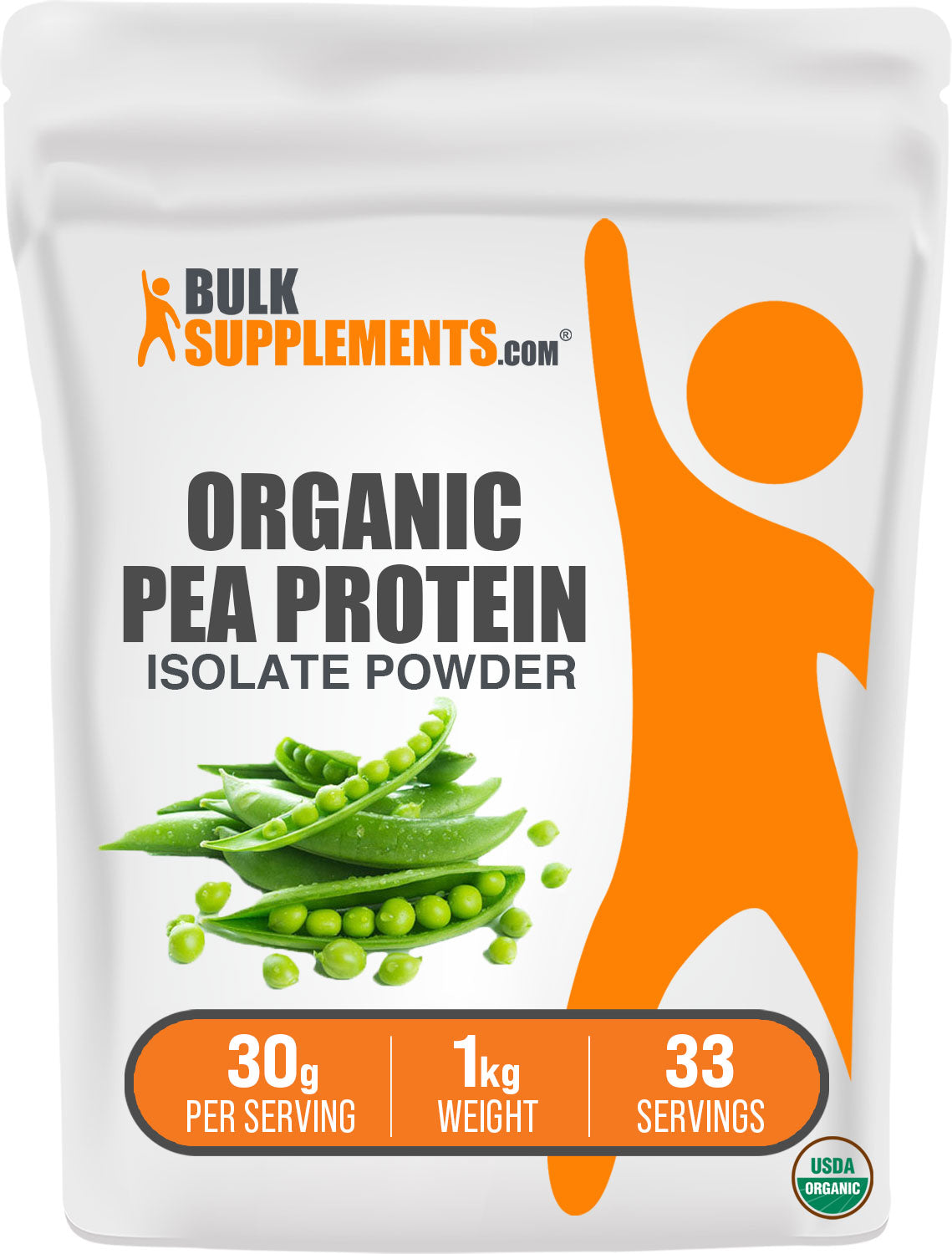 BulkSupplements Organic Pea Protein Isolate 1kg Bag