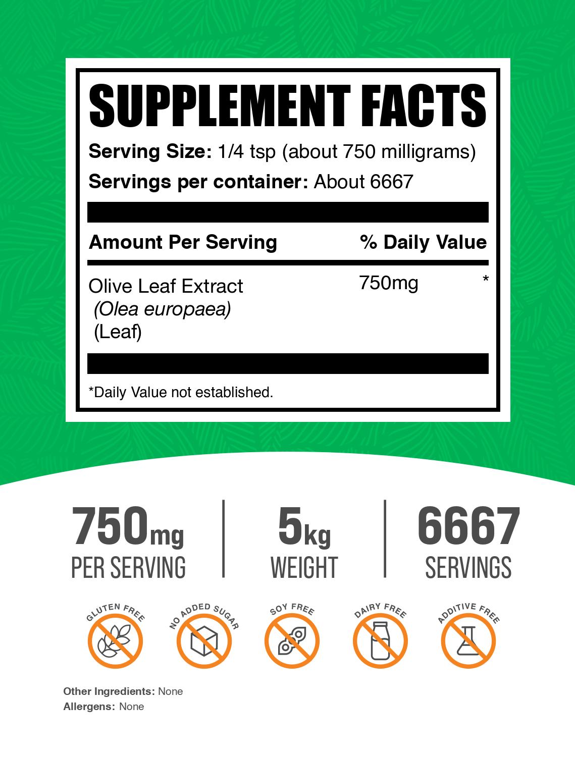 Olive leaf extract powder label 5kg