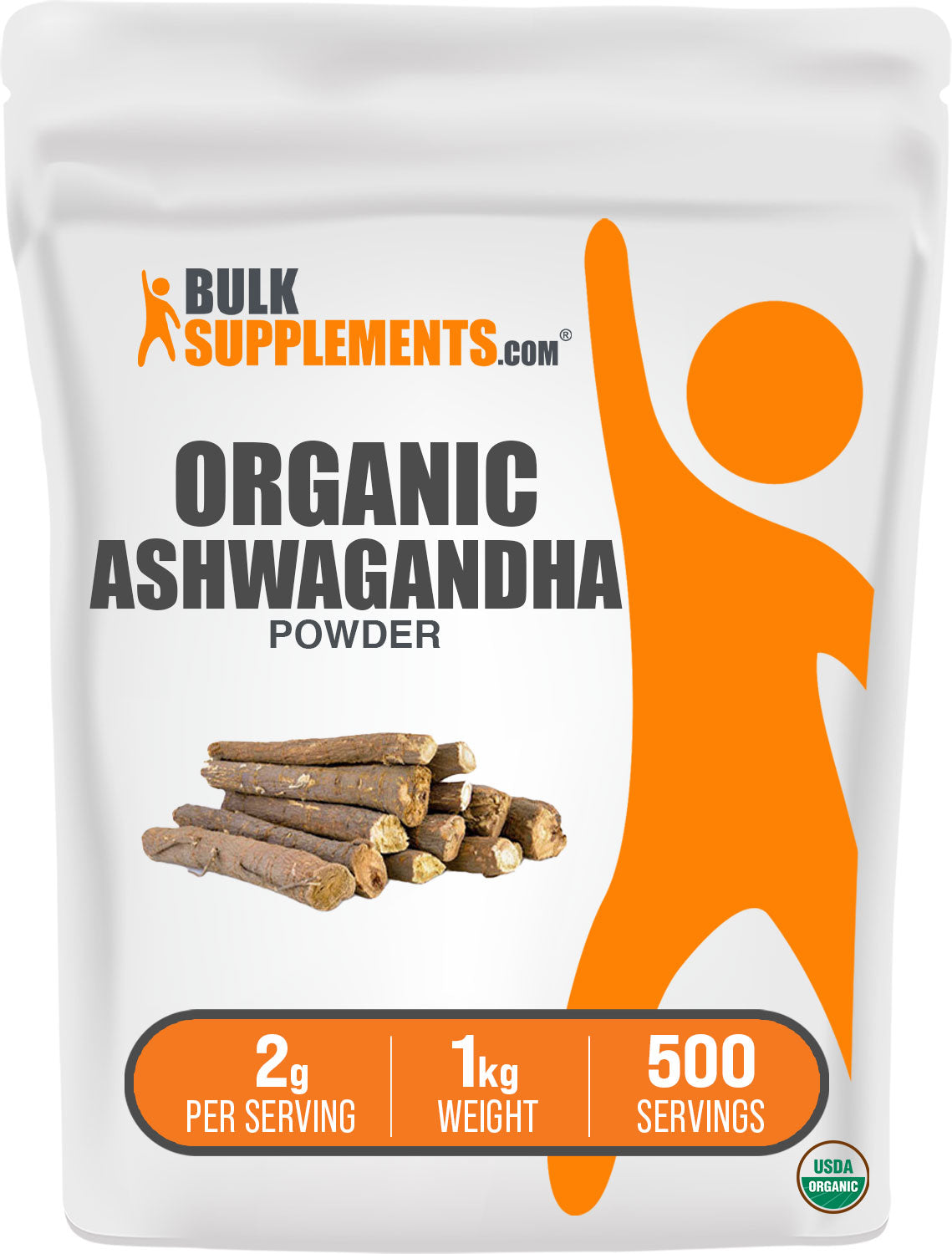 BulkSupplements.com Organic Ashwagandha Powder 1kg Bag