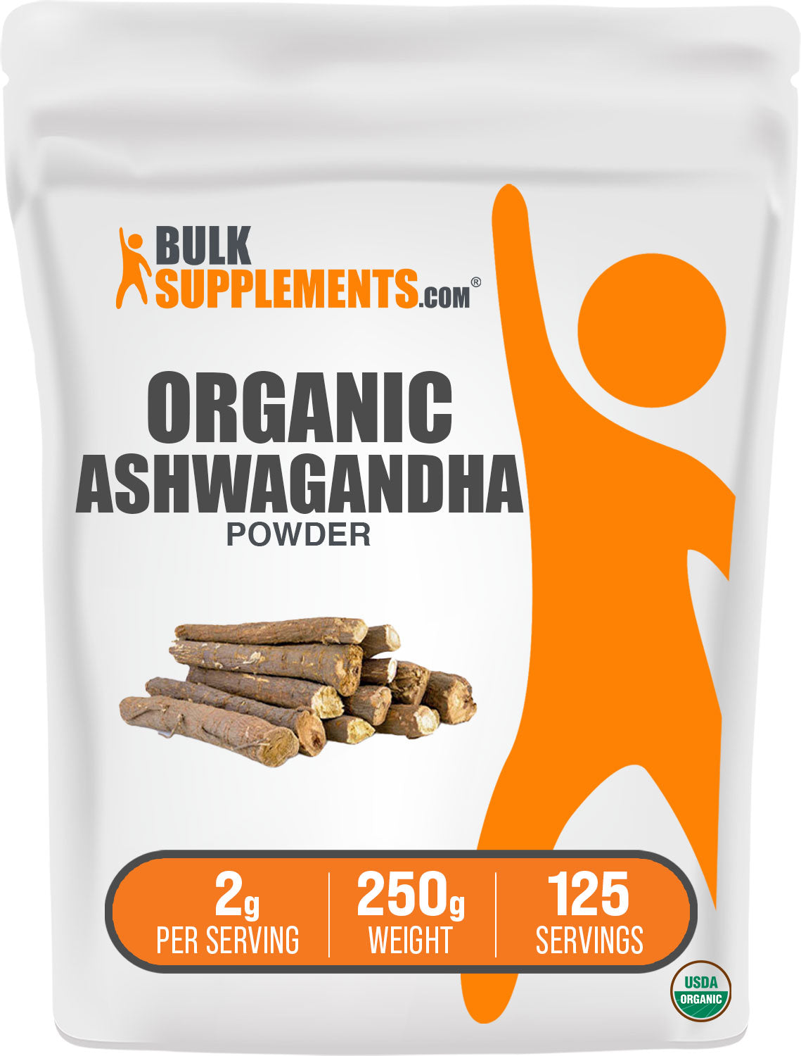 BulkSupplements.com Organic Ashwagandha Powder 250G Bag