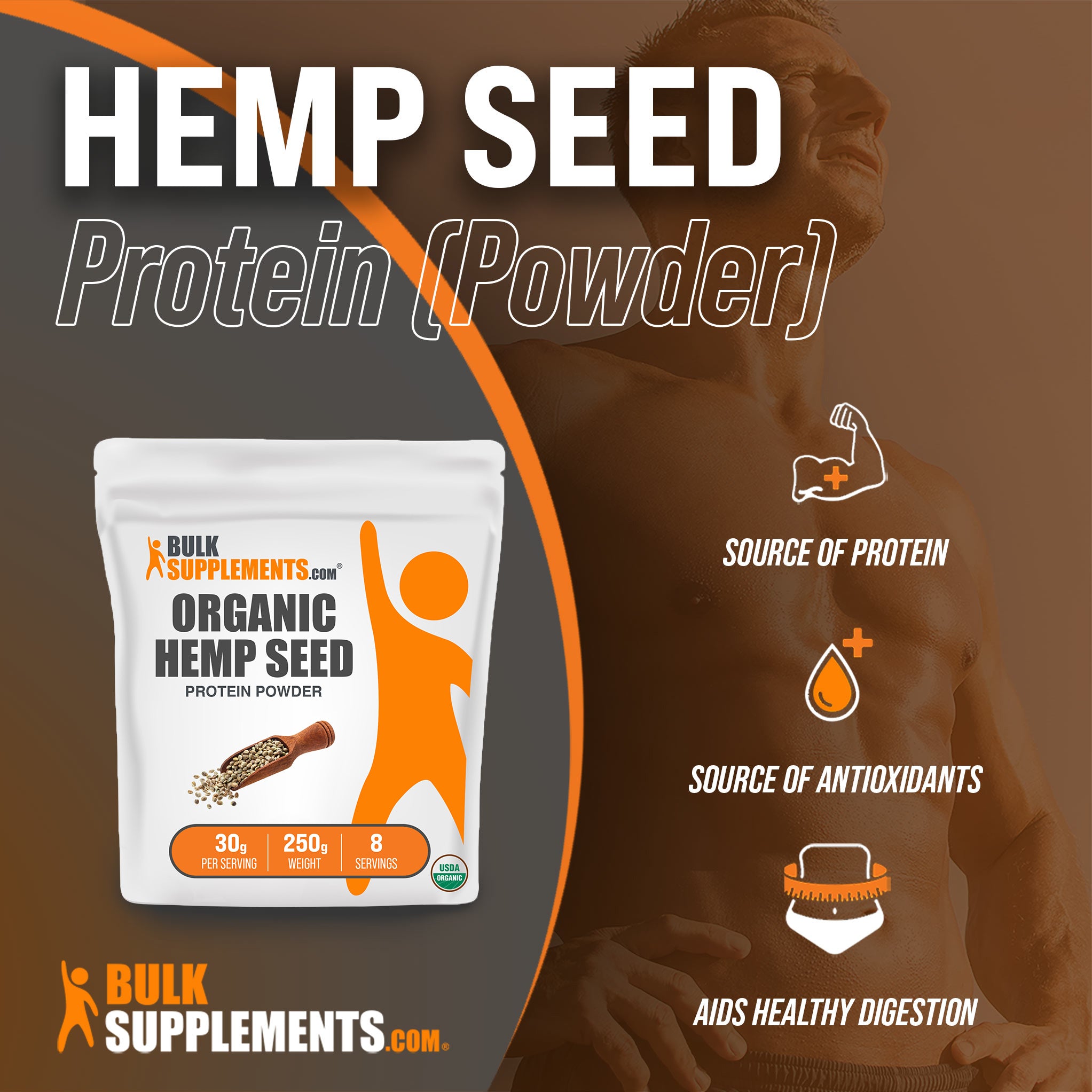 Benefits of Organic Hemp Seed Protein Powder: source of protein, source of antioxidants, aids healthy digestion