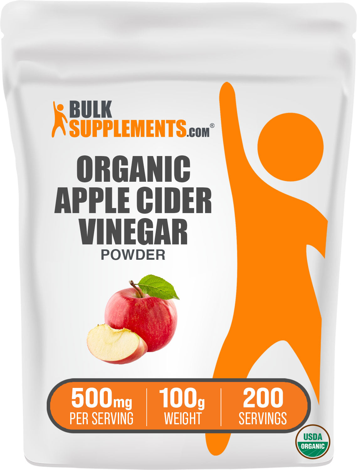 BulkSupplements Organic Apple Cider Vinegar Powder 100g bag