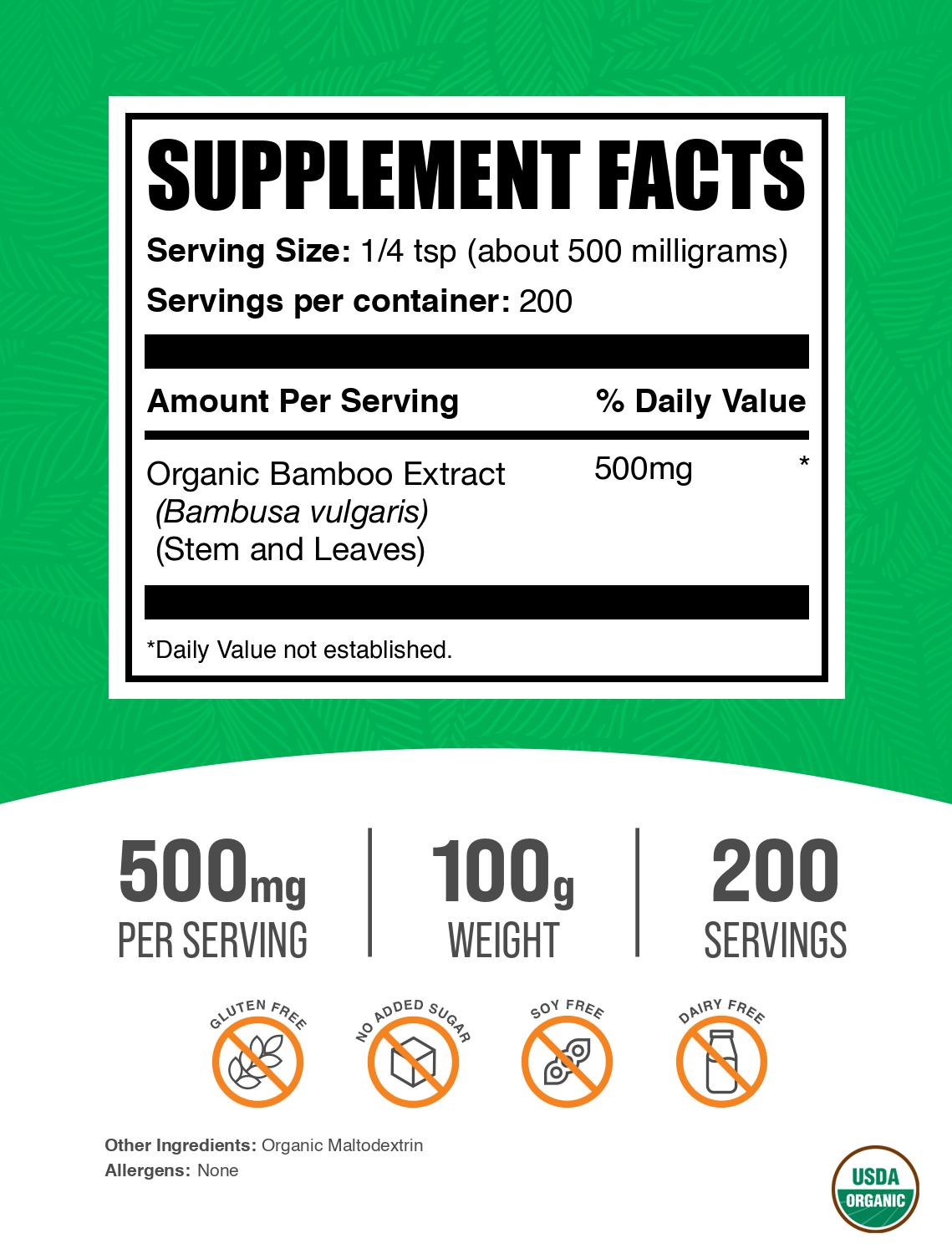 Bamboo Extract Powder 100g Label image