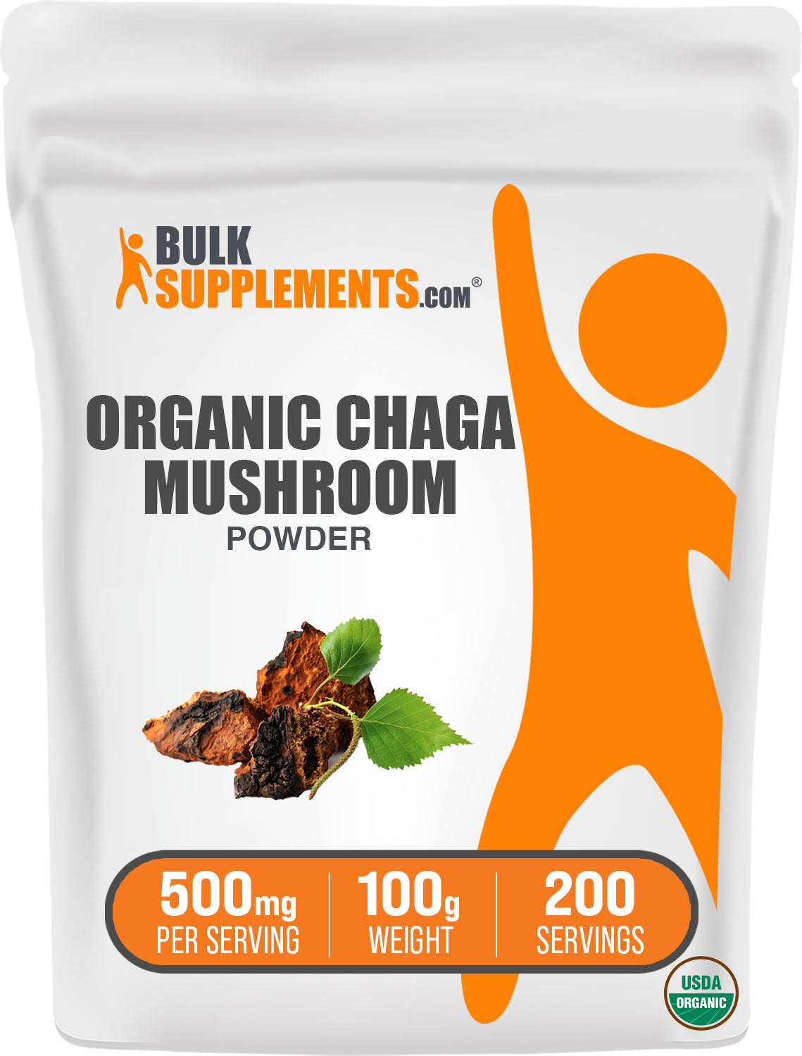 BulkSupplements.com Organic Chaga Mushroom Powder 100G Bag