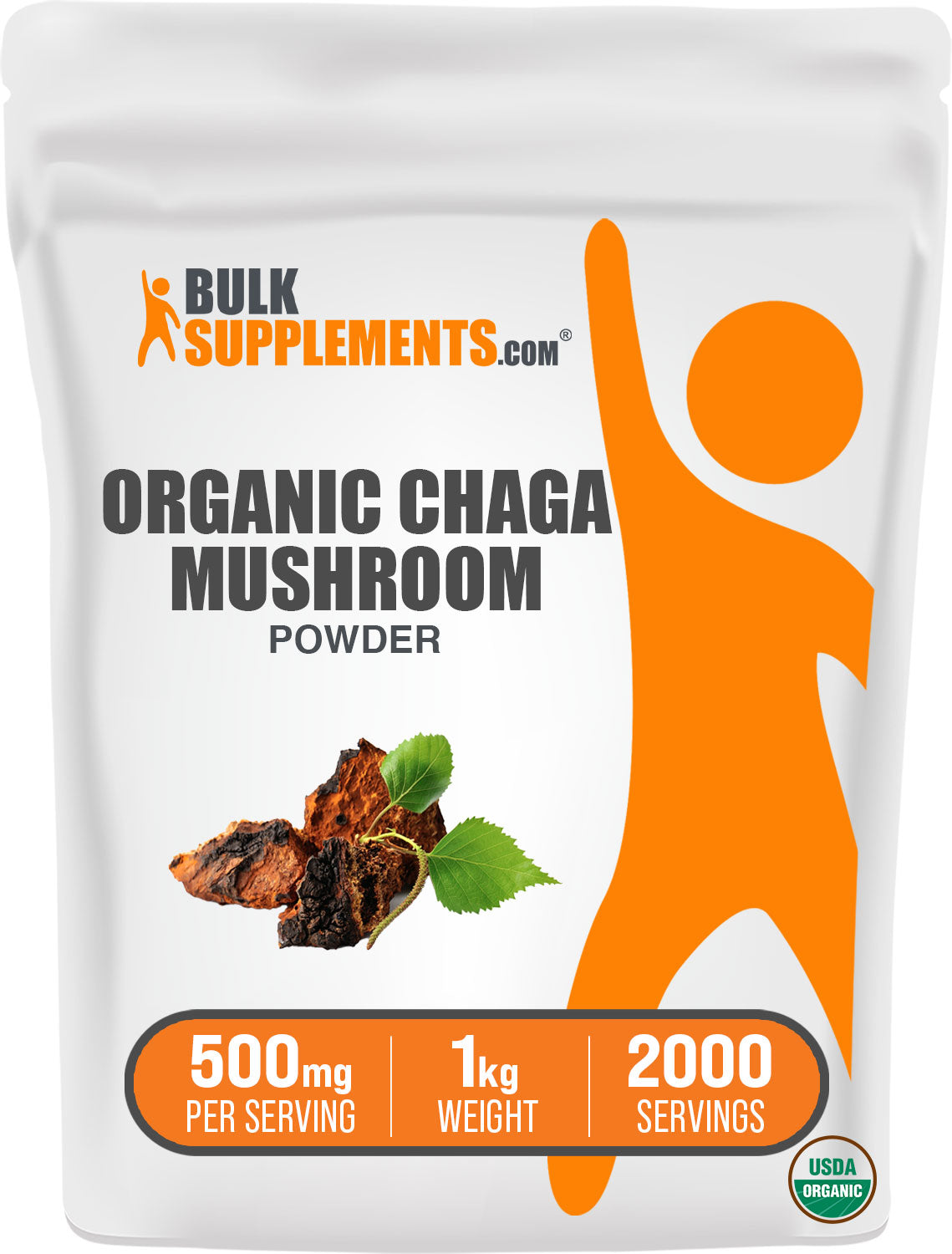 BulkSupplements.com Organic Chaga Mushroom Powder 1KG Bag