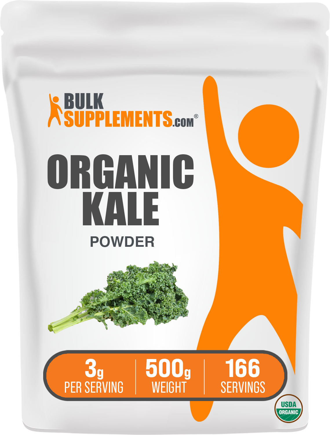 BulkSupplements.com Organic Kale Powder 500g Bag