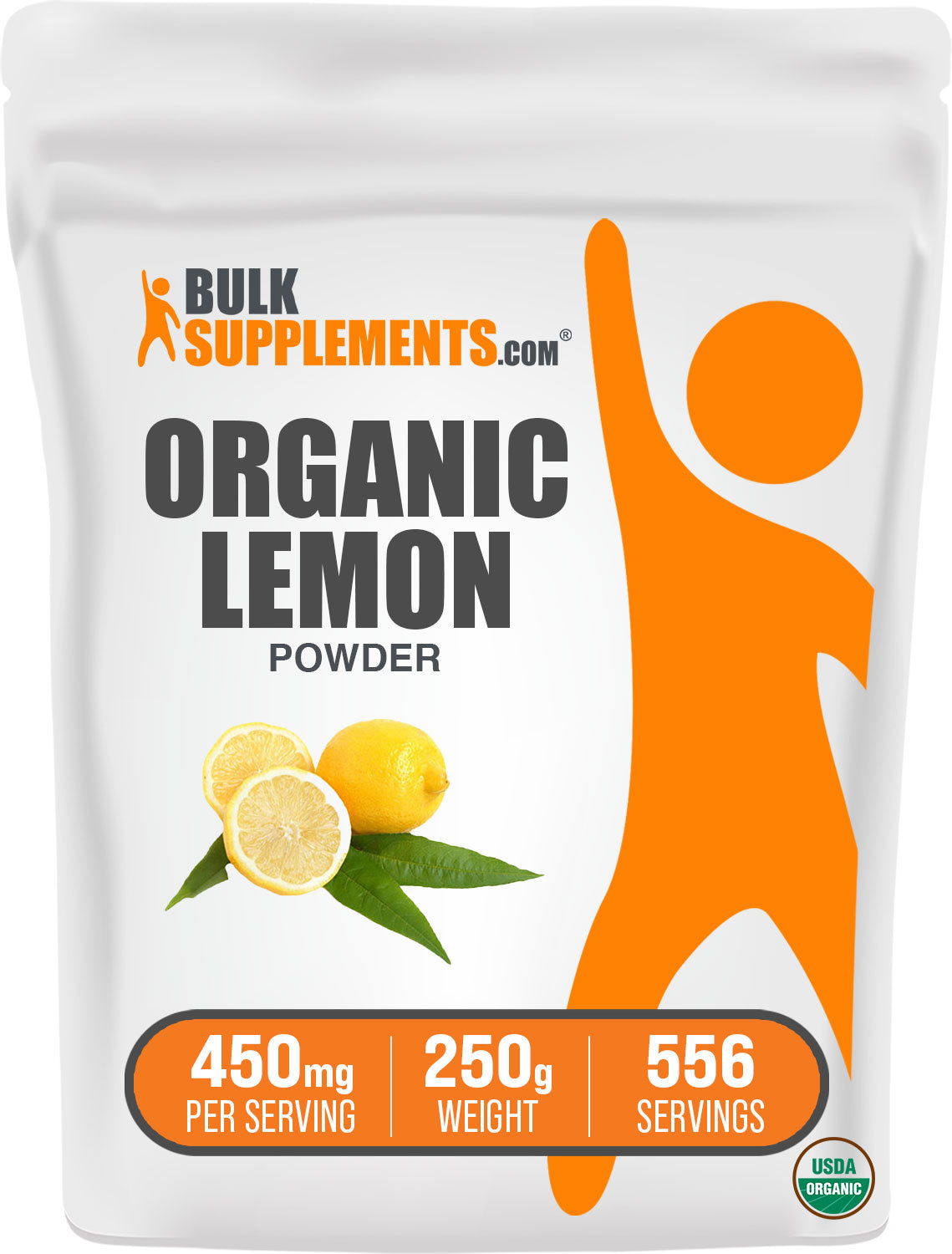 BulkSupplements.com Organic Lemon Powder 250g Bag