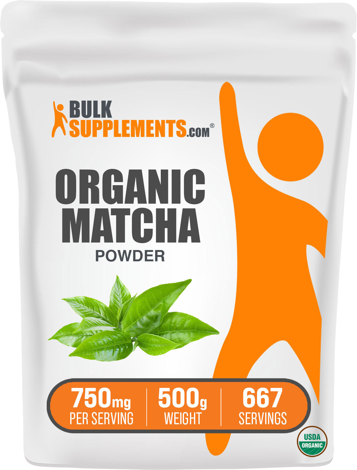 BulkSupplements.com Organic Matcha Powder Bag 500g