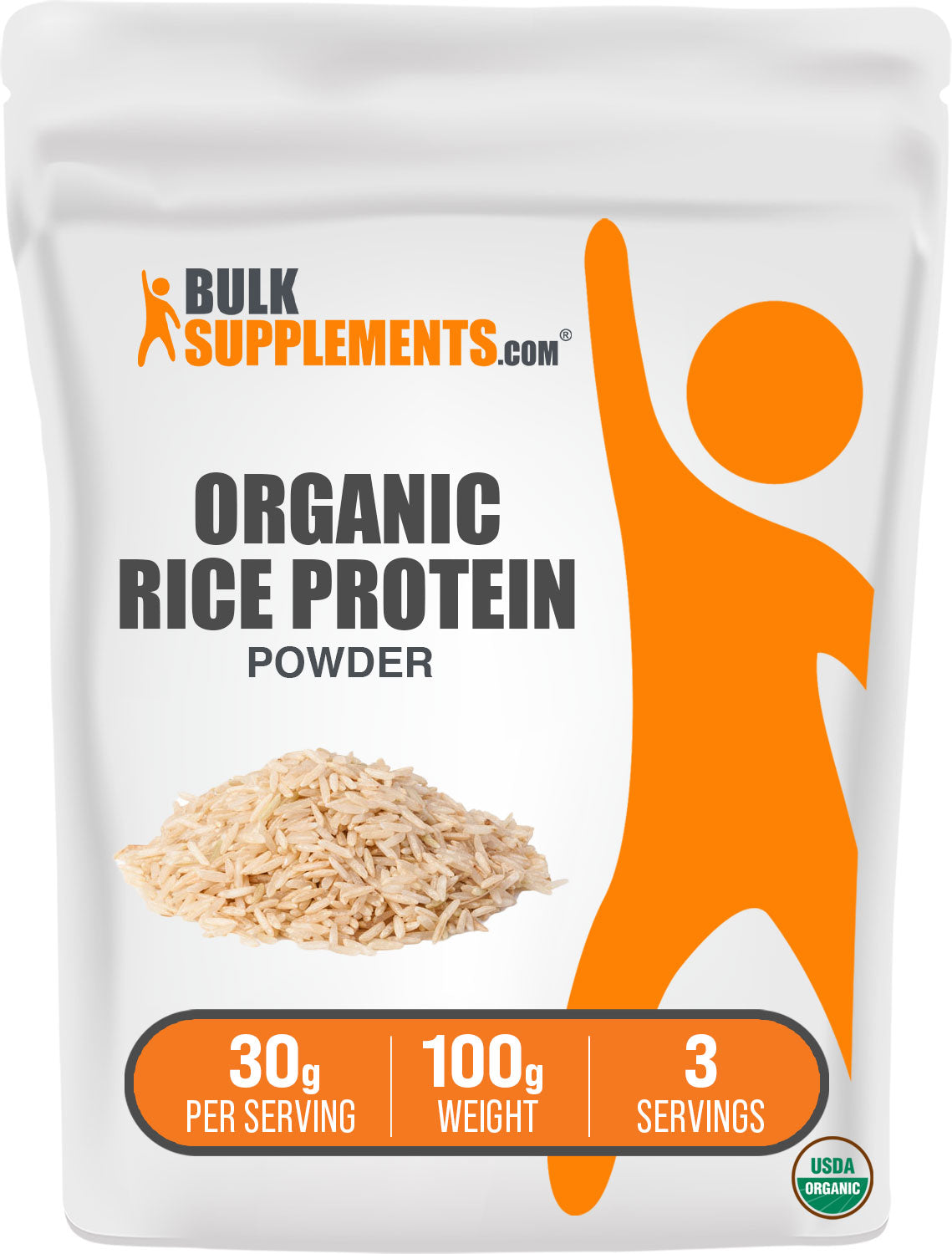 BulkSupplements Organic Rice Protein Powder 100g bag