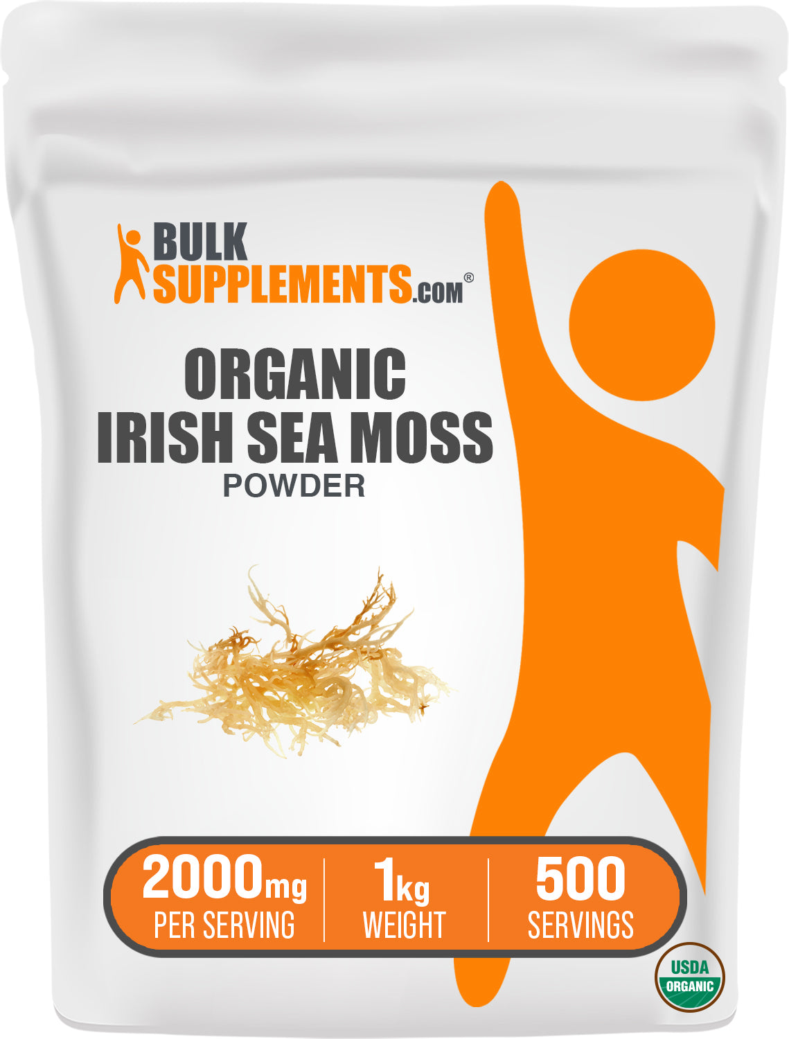 BulkSupplements.com Organic Irish Sea Moss Powder 1kg Bag