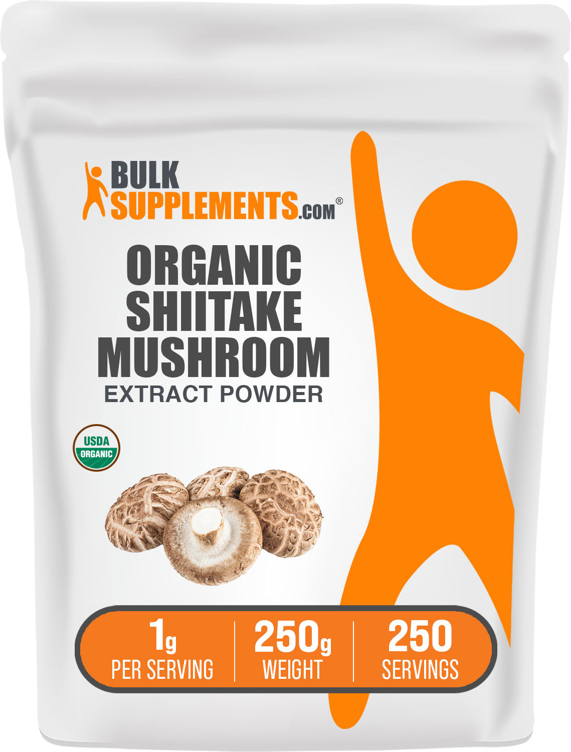 BulkSupplements.com Organic Shiitake Mushroom Extract Powder 250g bag image