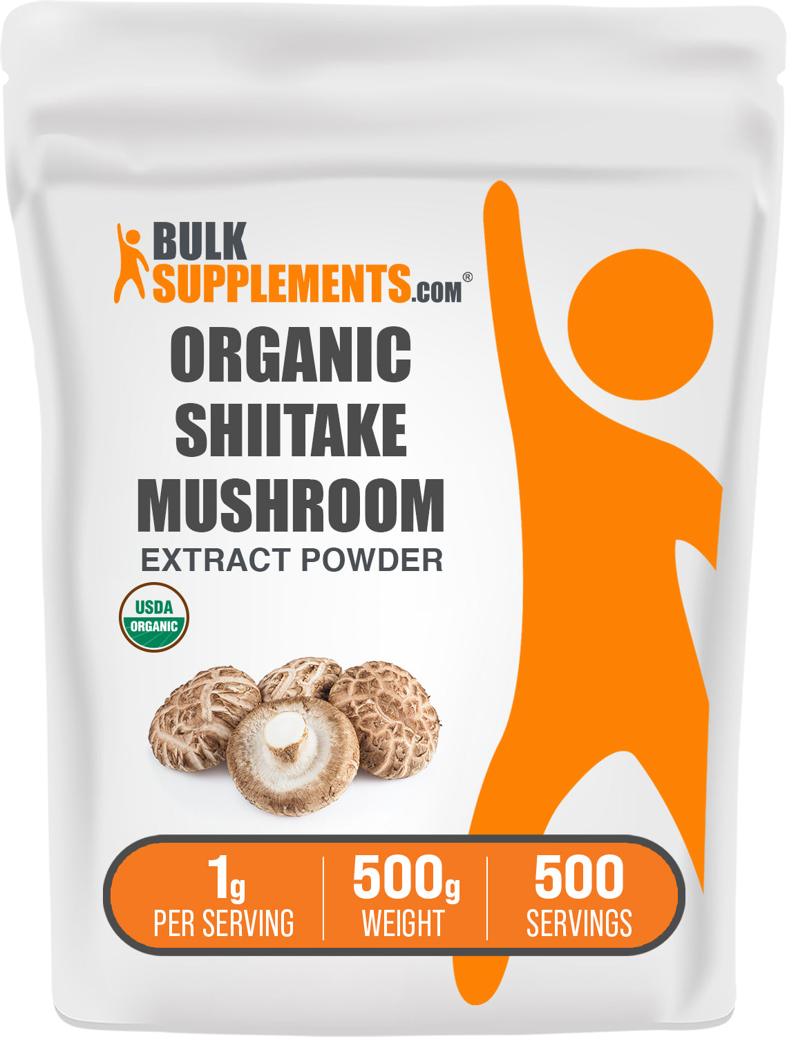 BulkSupplements.com Organic Shiitake Mushroom Extract Powder 500g bag 