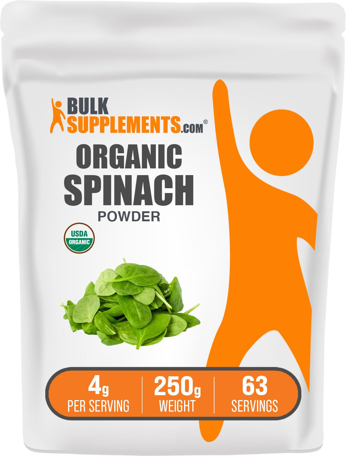 BulkSupplements.com Organic Spinach Powder 250g bag image