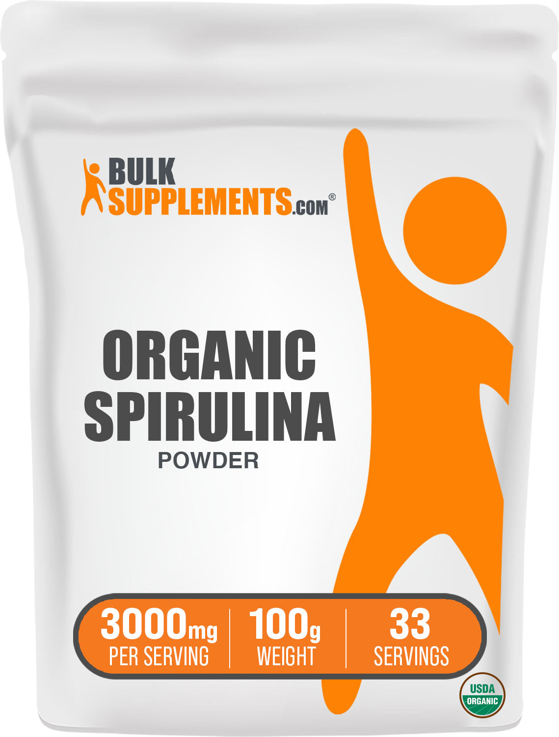  BulkSupplements.com Organic Spirulina Powder 100g Bag