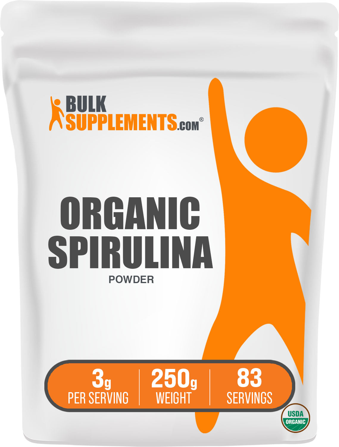 BulkSupplements.com Organic Spirulina Powder 250g Bag