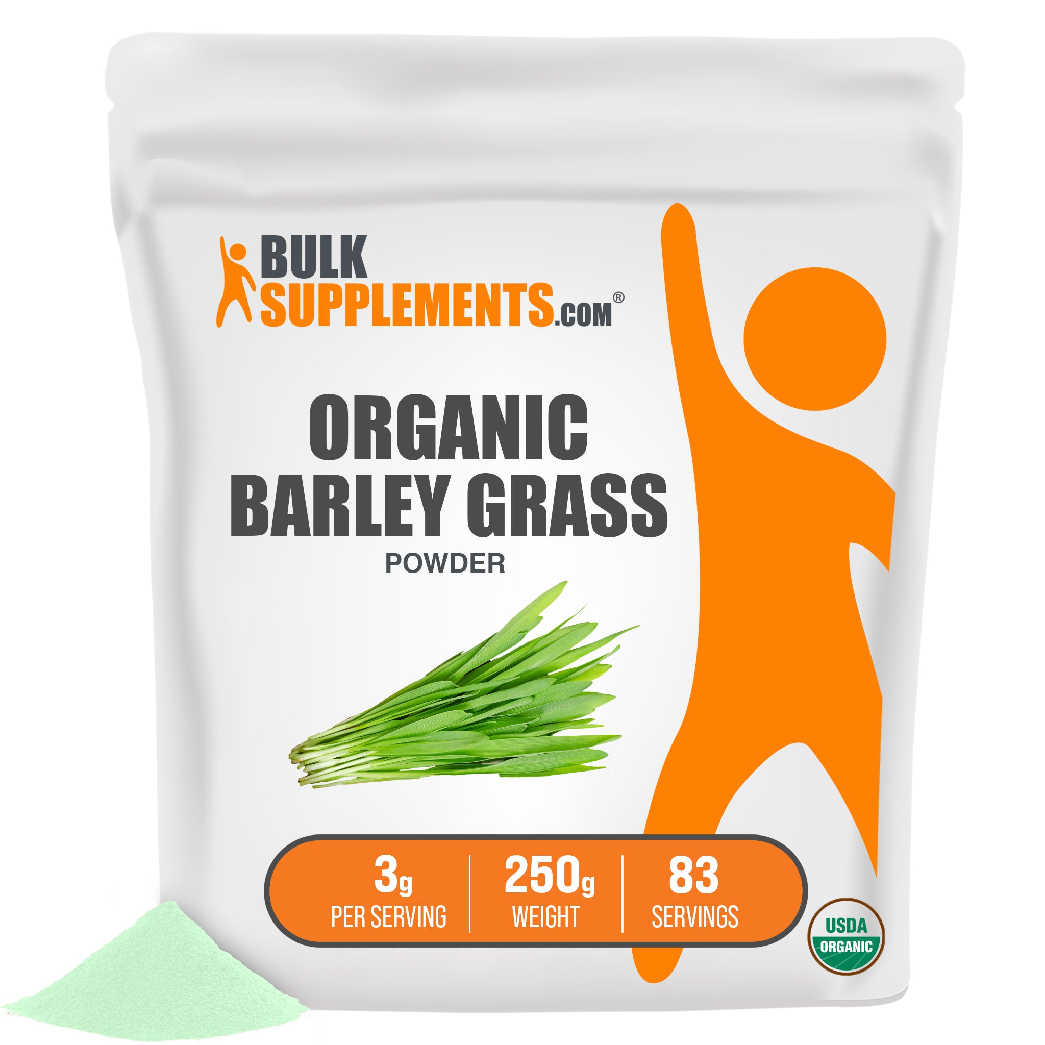 Organic Barley Grass Powder 250g bag with 83 servings at 3g per serving