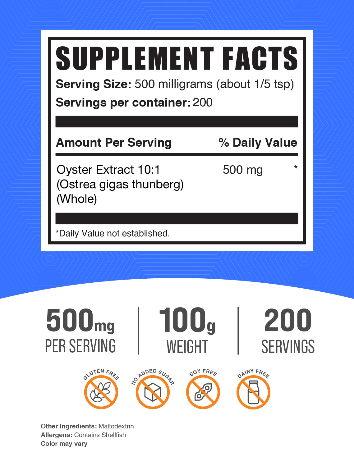 Oyster Extract Powder 100g Label