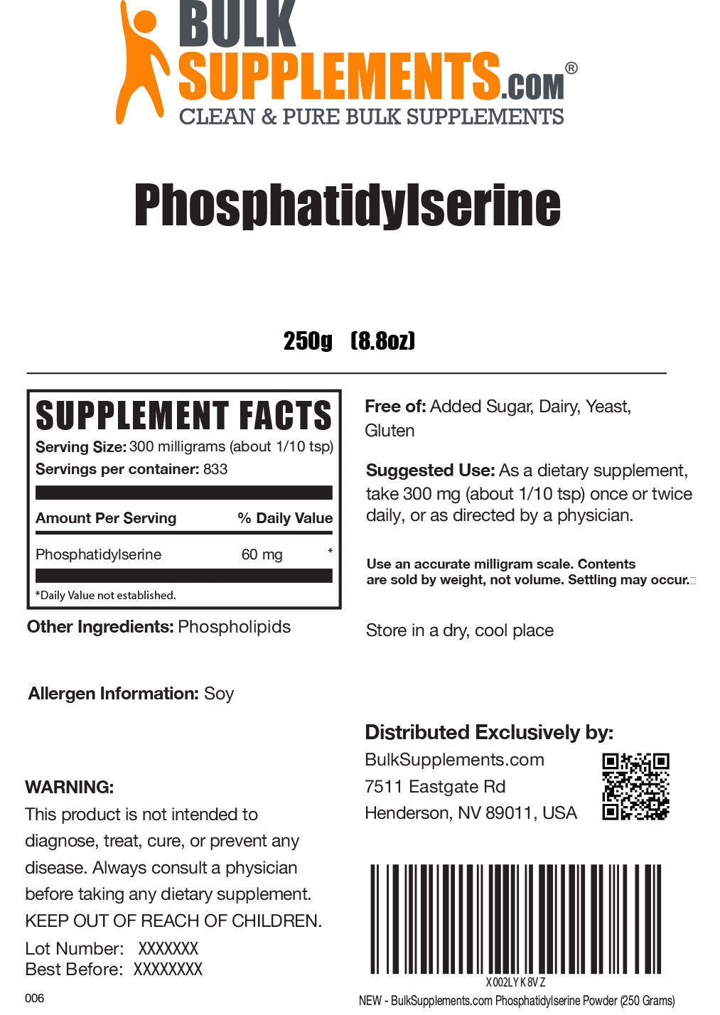 Supplement Facts Phosphatidylserine
