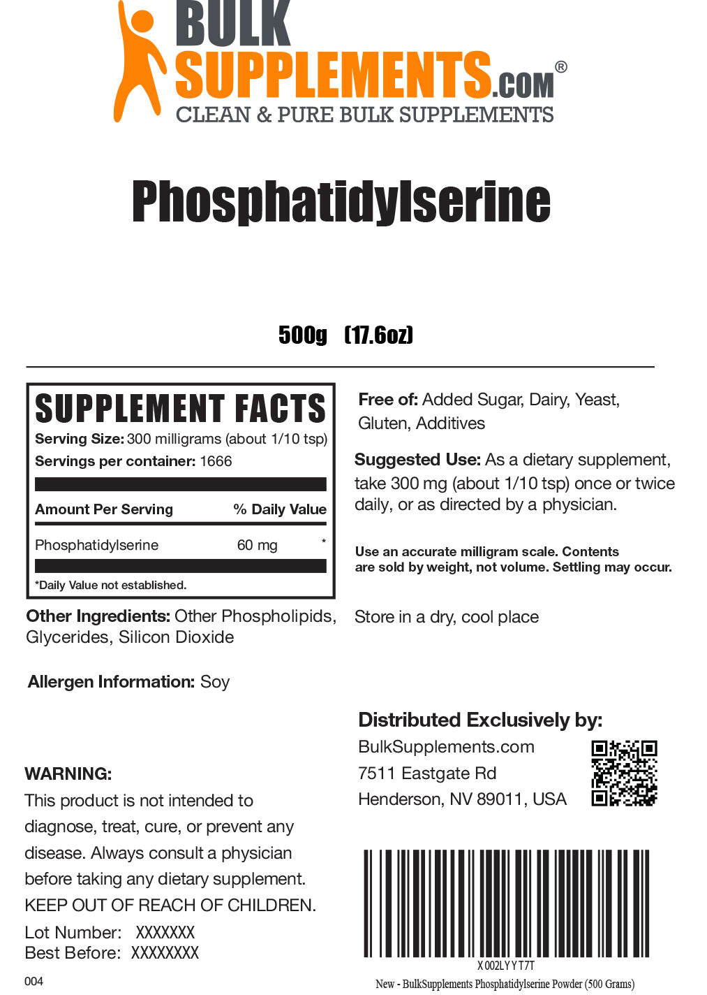 Supplement Facts Phosphatidylserine