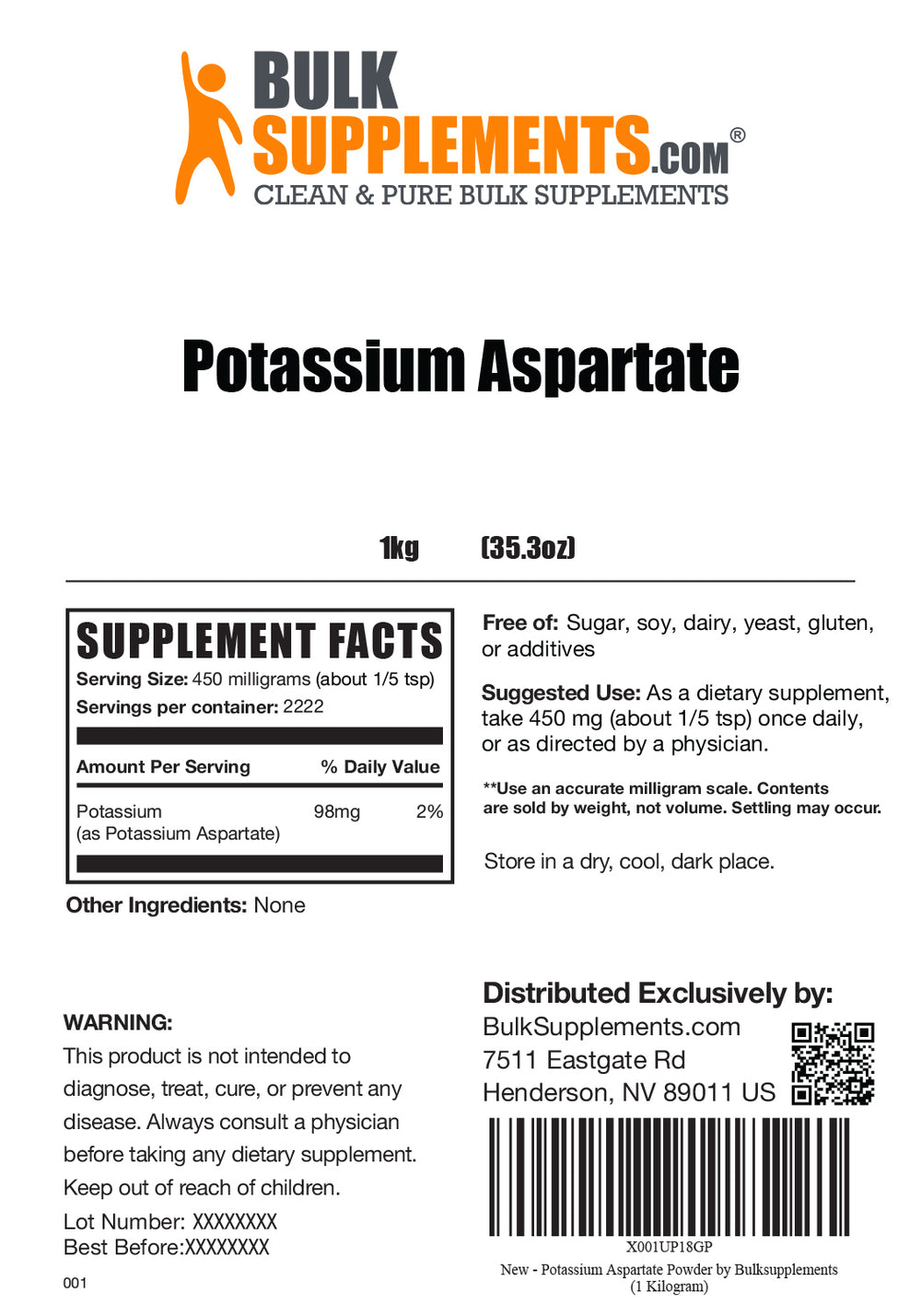 Potassium LAspartate Powder Potassium Supplement
