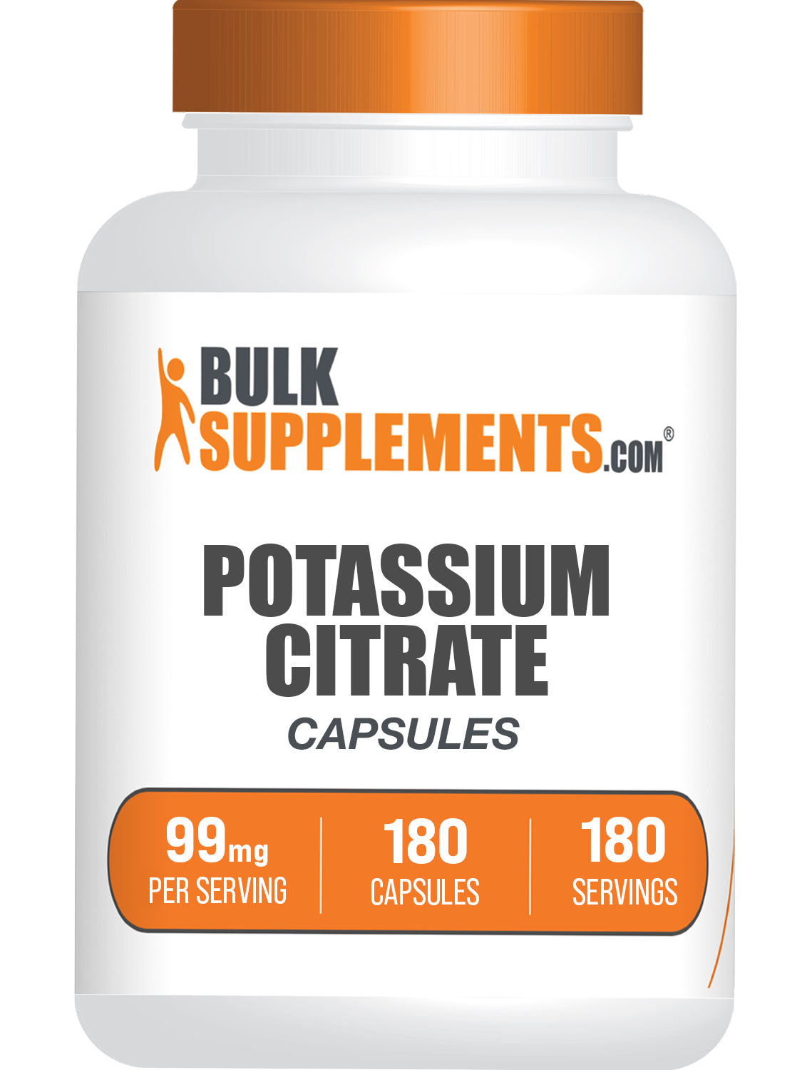 BulkSupplements Potassium Citrate Capsules 99mg 180 capsules bottle