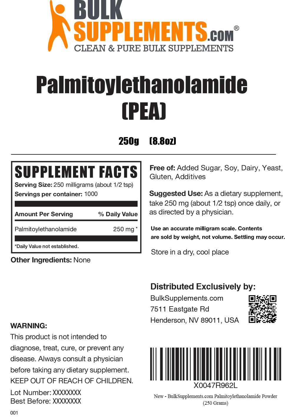 Palmitoylethanolamide (PEA) Powder 250g