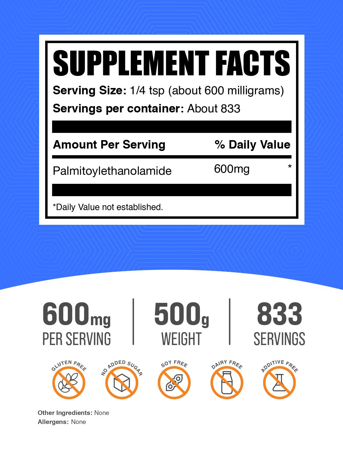 Palmitoylethanolamide (PEA) powder label 500g
