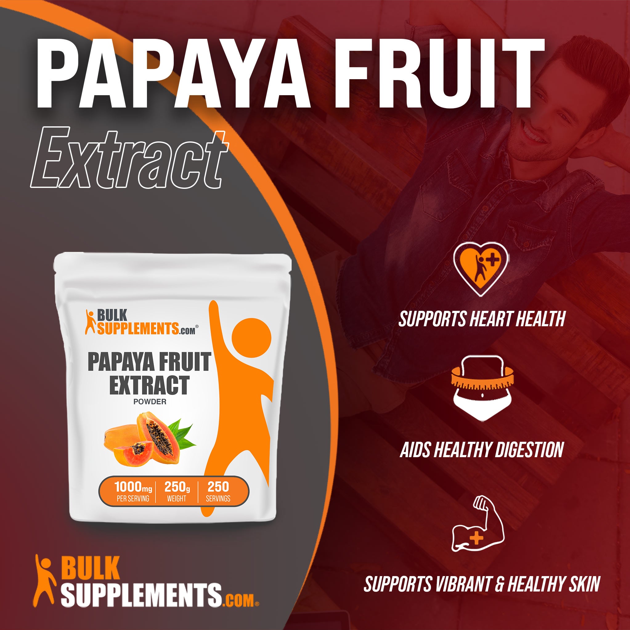 Benefits of Papaya Fruit Extract: supports heart health, aids healthy digestion, supports vibrant and healthy skin