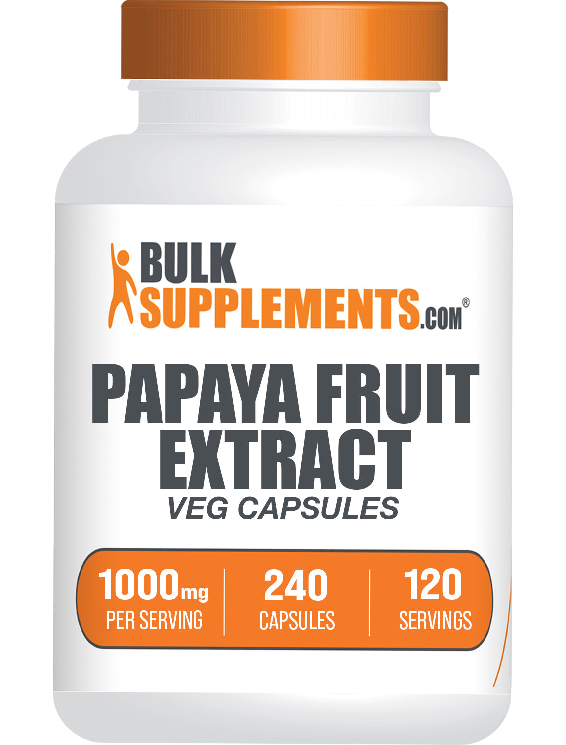 BulkSupplements.com Papaya Fruit Extract 240 ct Veg Capsules bottle