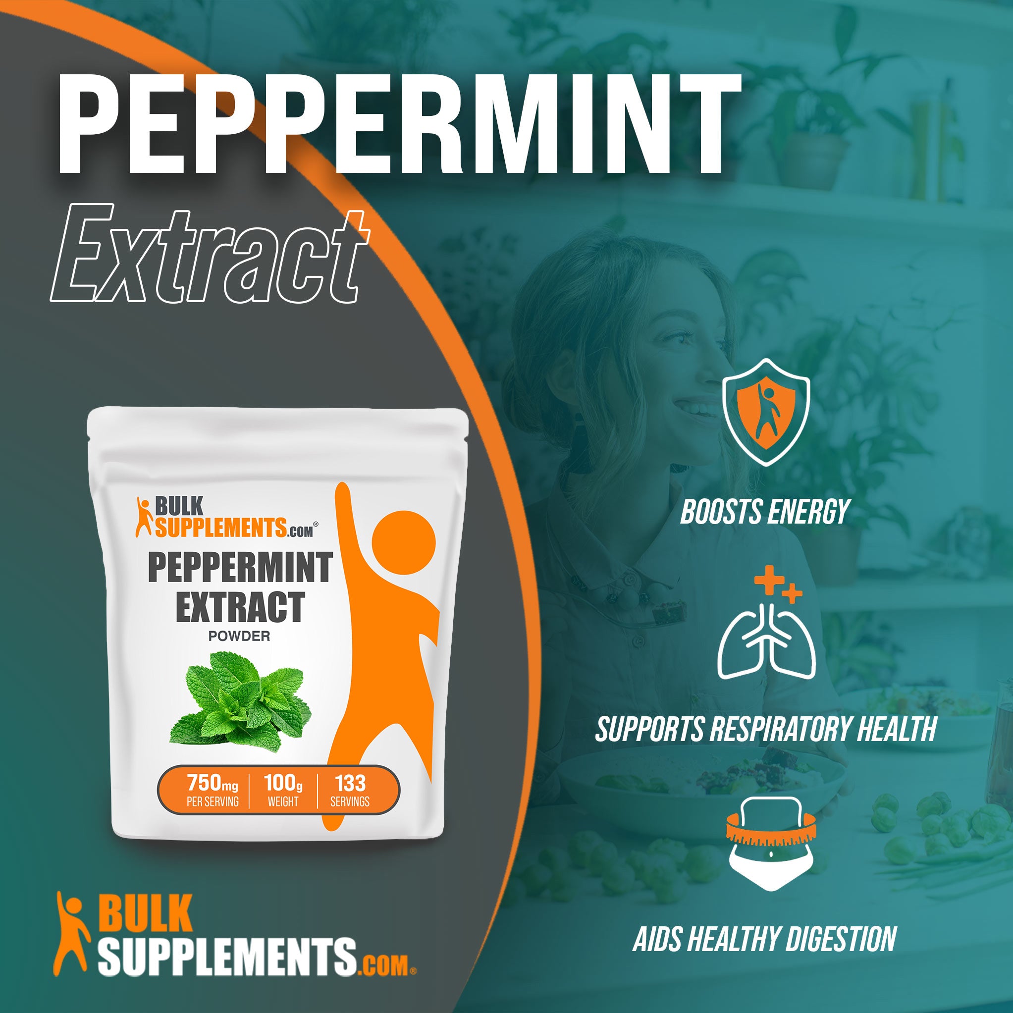 Benefits of Peppermint Extract: boosts energy, supports respiratory health, aids healthy digestion