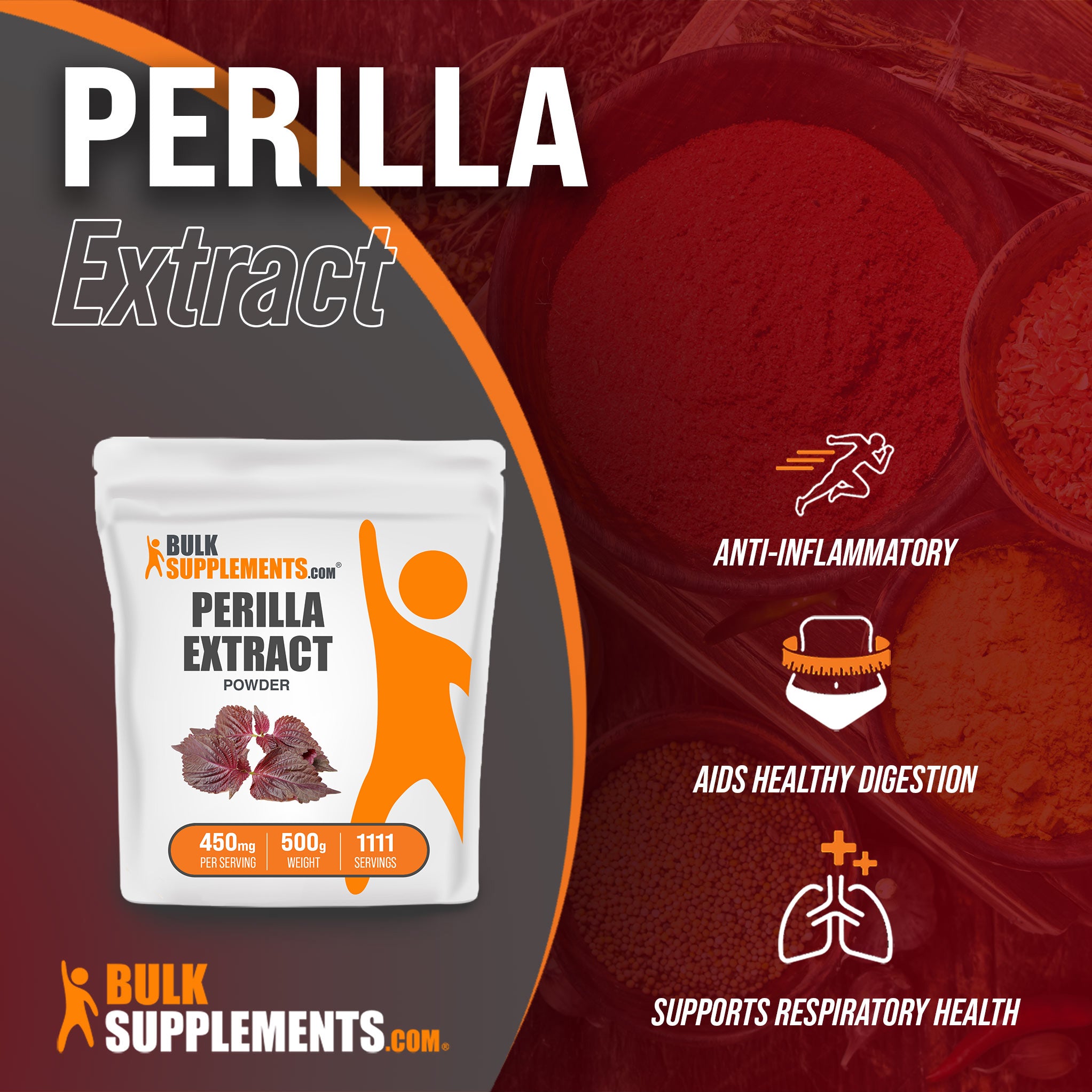 Benefits of Perilla Extract: anti-inflammatory, aids healthy digestion, supports respiratory health