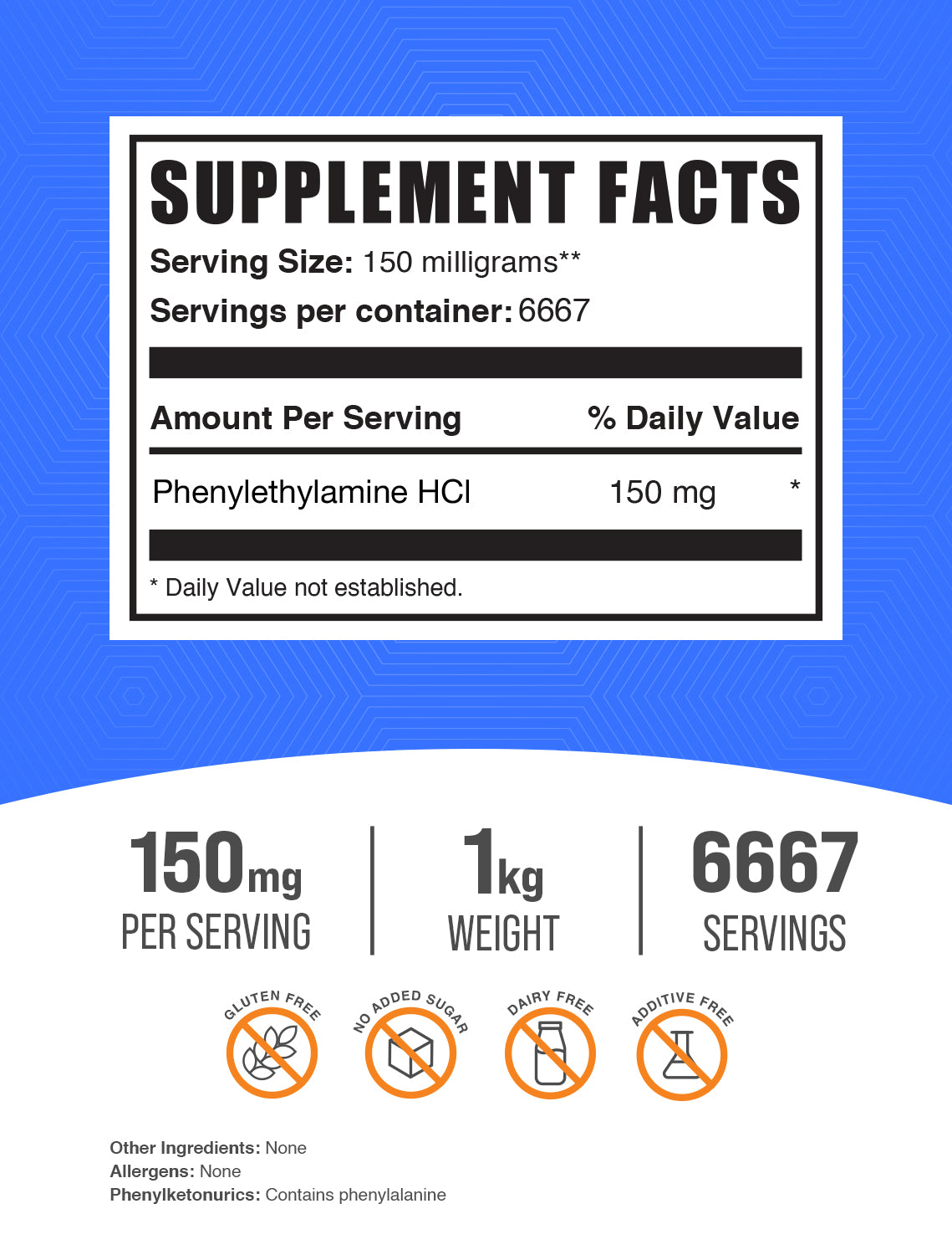 Phenylethylamine HCl (PEA) Powder 1kg Label