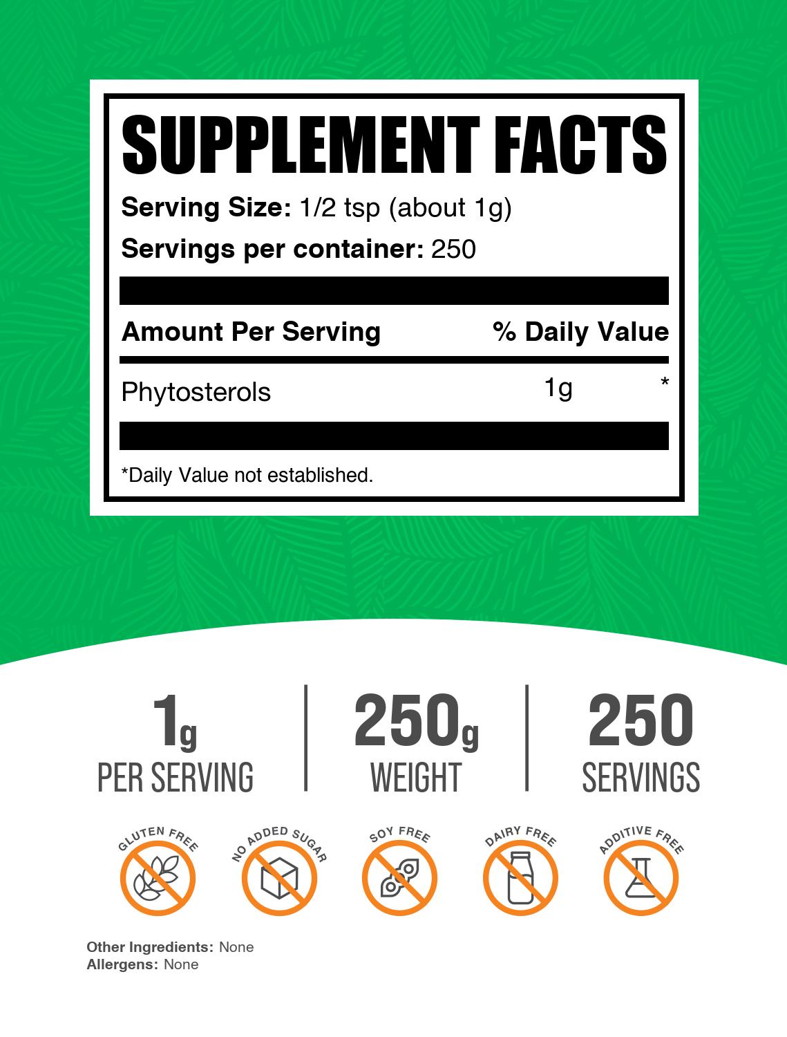 Phytosterols Powder 250g Label