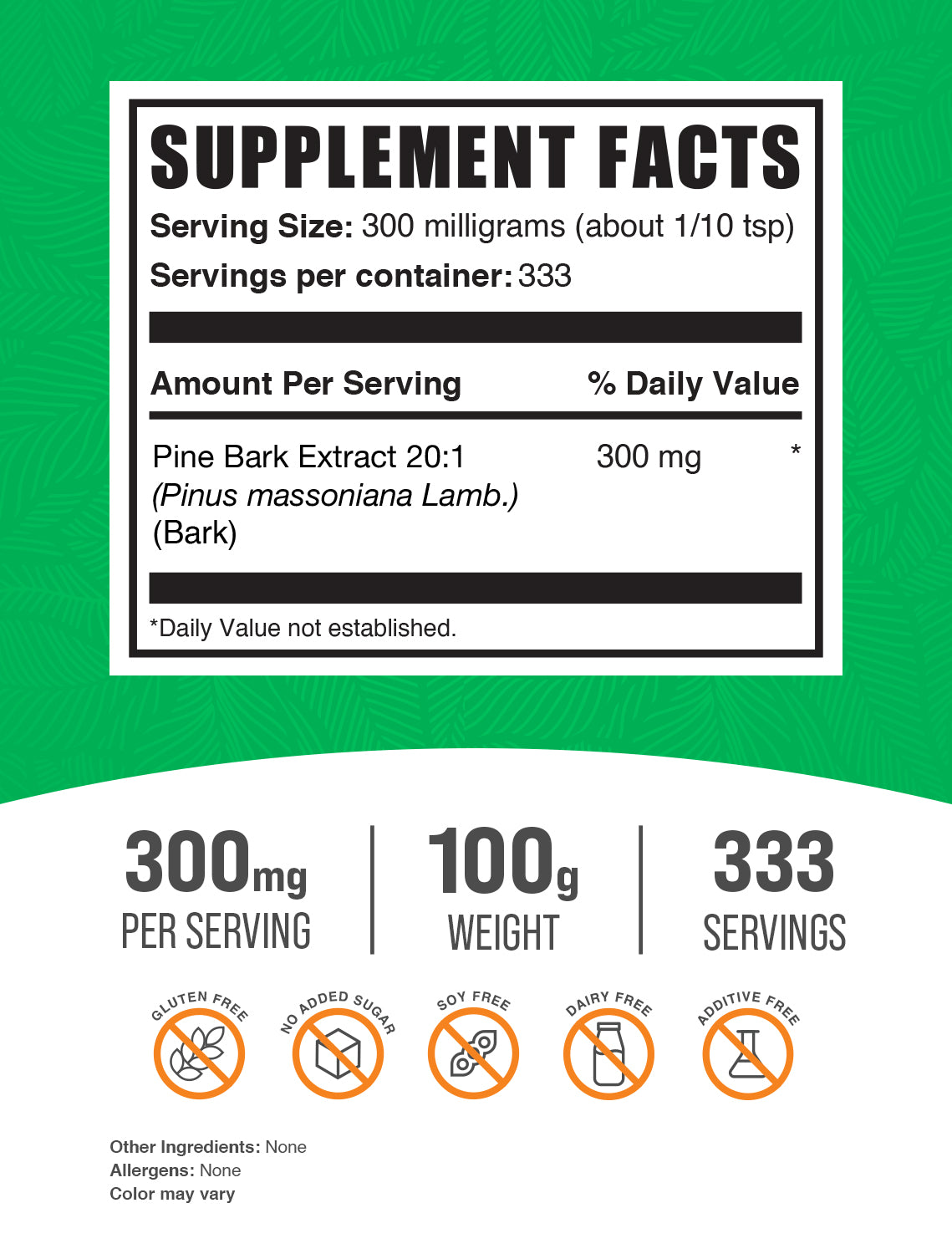 Pine Bark Extract Powder 100g Label