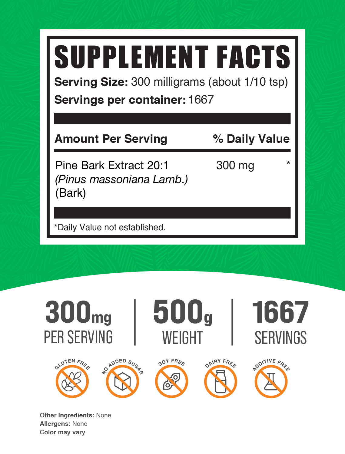 Pine Bark Extract Powder 500g Label
