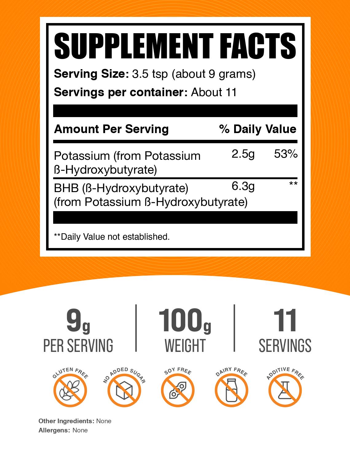 Potassium BHB powder label 100g