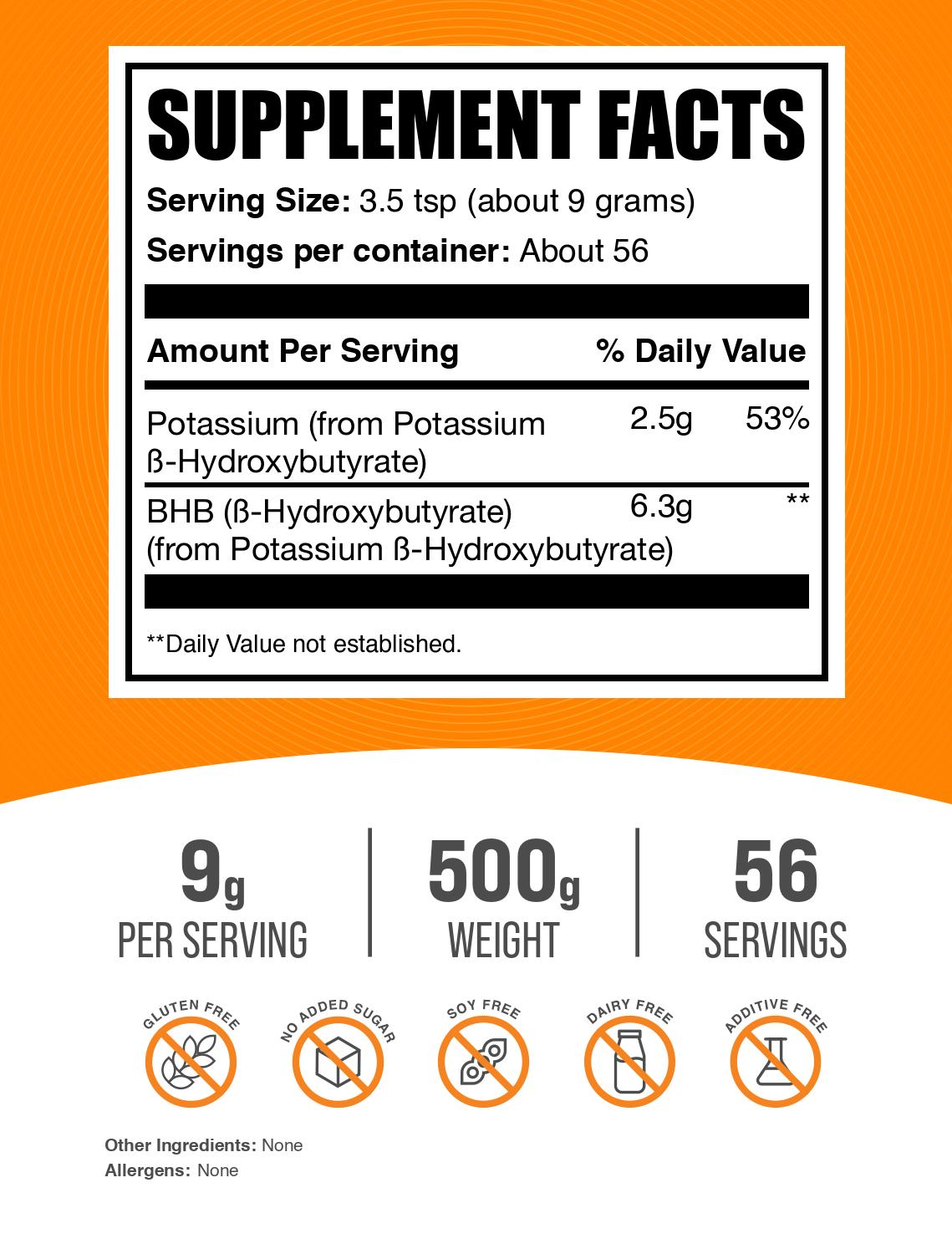 Potassium BHB powder label 500g